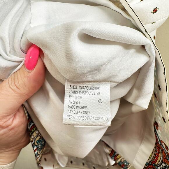 Antonio Melani Short Sleeve Floral Paisley White Multicolor Mini Sheath Dress 4 - Picture 13 of 15